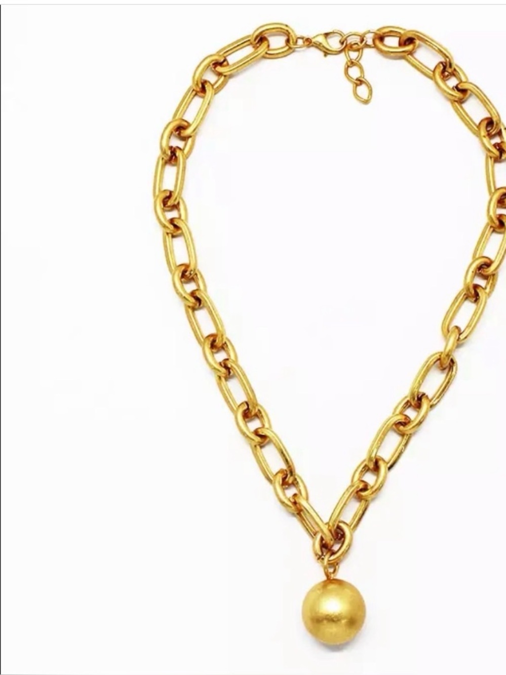 Zara Gold Chain Necklace with Matte Gold Ball Pendant - Picture 3 of 6